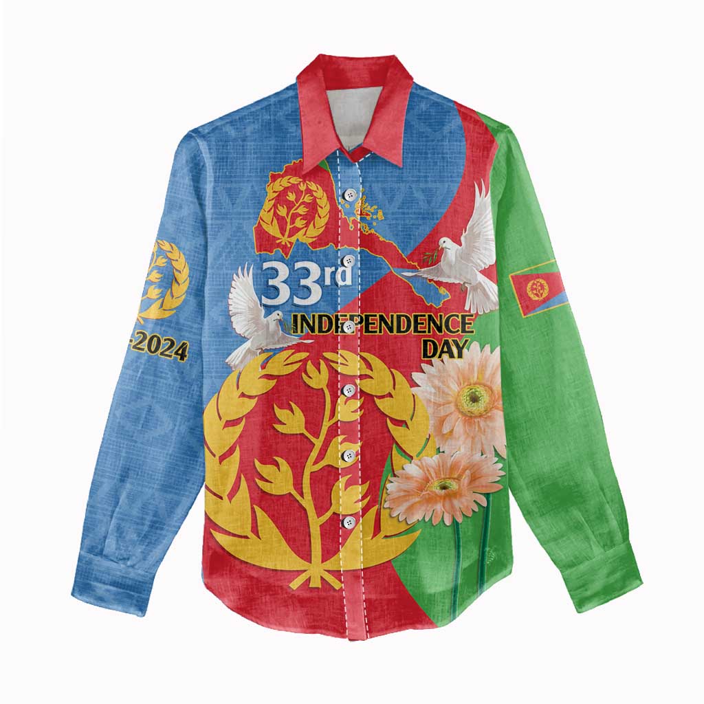 Eritrea Independence Day Women Casual Shirt Eritrean Olive Branches 33rd Anniversary LT14
