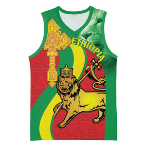 Ethiopia National Day Basketball Jersey Ethiopia Lion of Judah African Pattern - African Pride