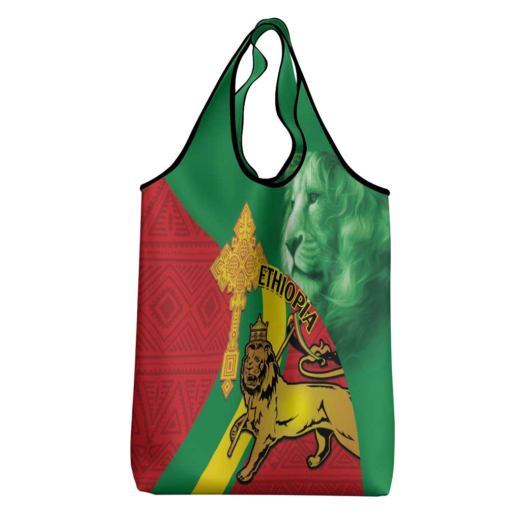 Ethiopia National Day Grocery Bag Ethiopia Lion of Judah African Pattern
