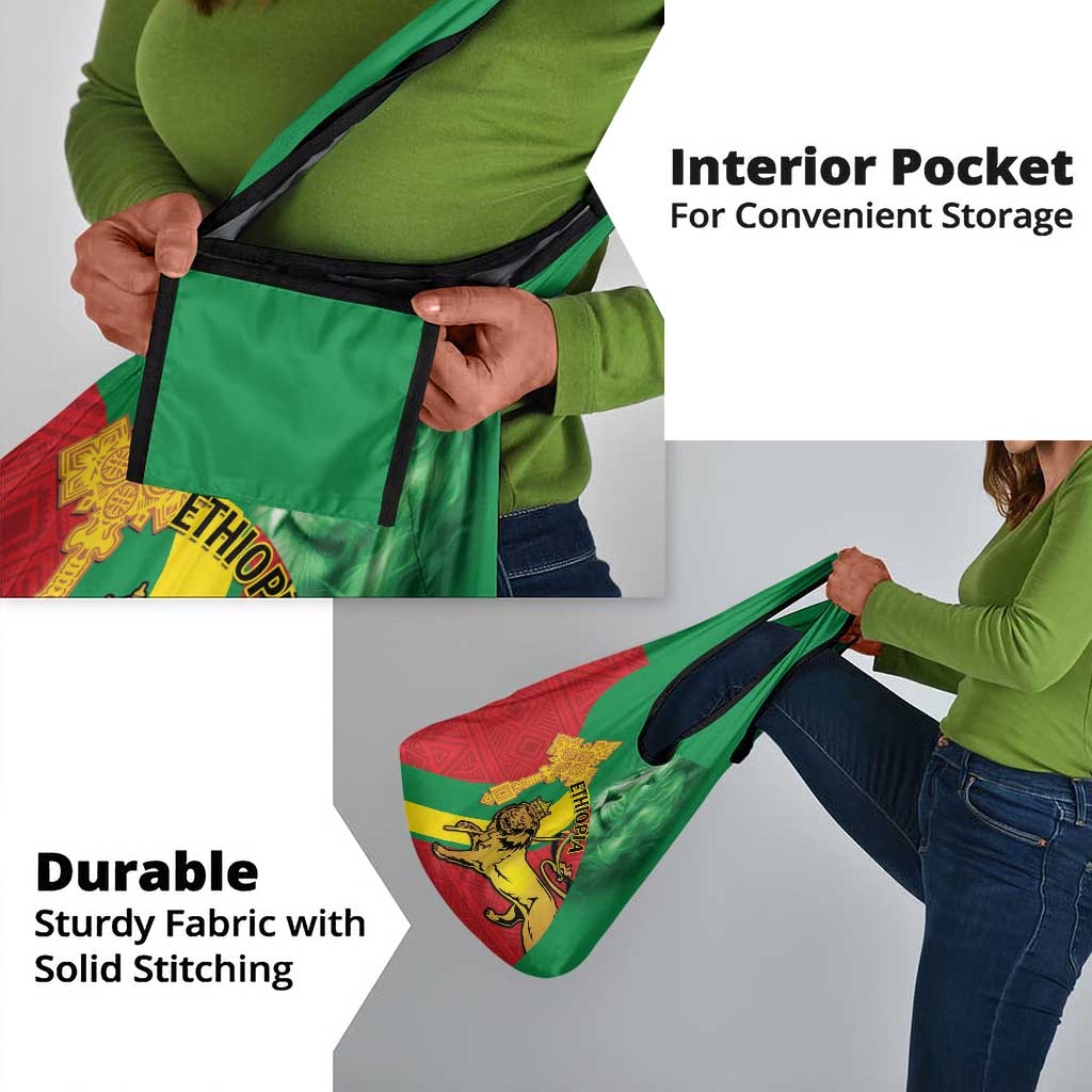Ethiopia National Day Grocery Bag Ethiopia Lion of Judah African Pattern