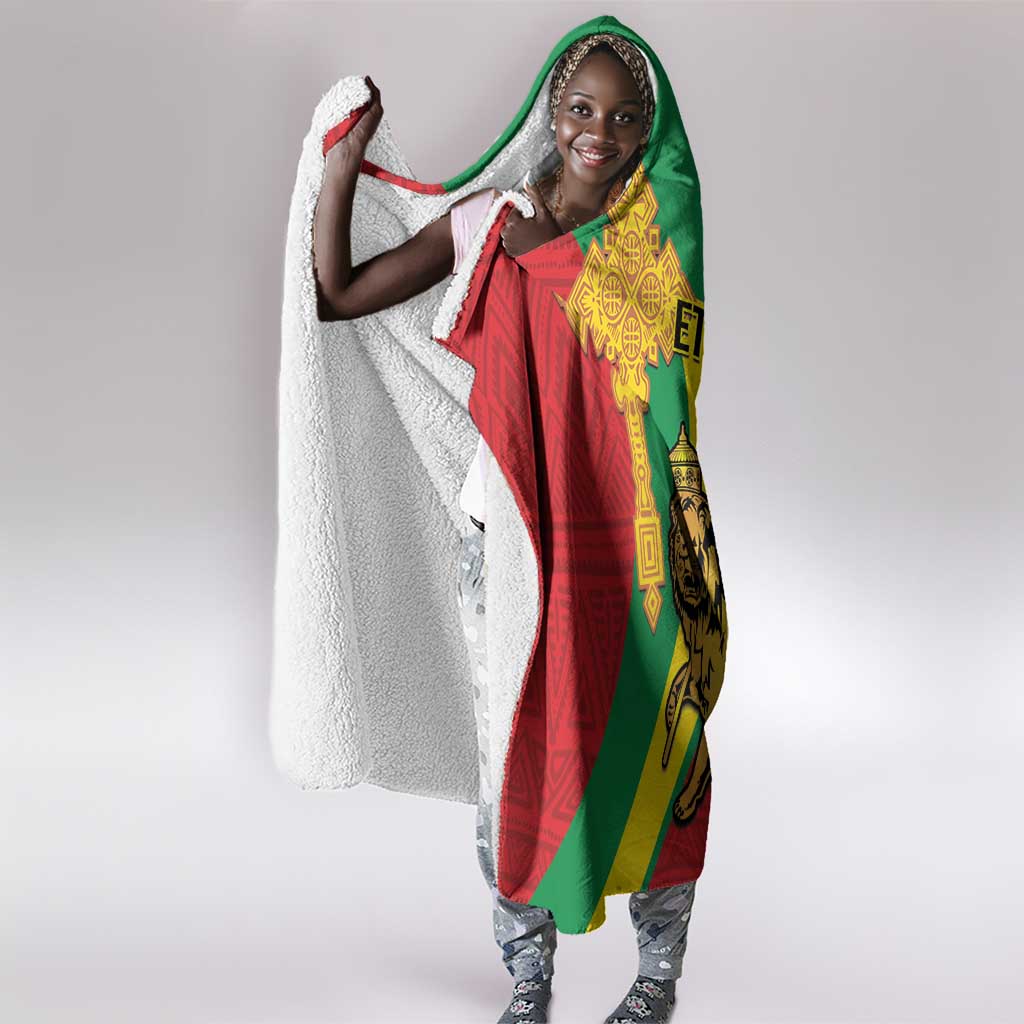 Ethiopia National Day Hooded Blanket Ethiopia Lion of Judah African Pattern