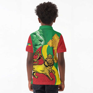 Ethiopia National Day Kid Polo Shirt Ethiopia Lion of Judah African Pattern