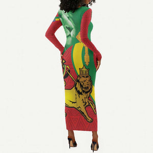 Ethiopia National Day Long Sleeve Bodycon Dress Ethiopia Lion of Judah African Pattern LT14