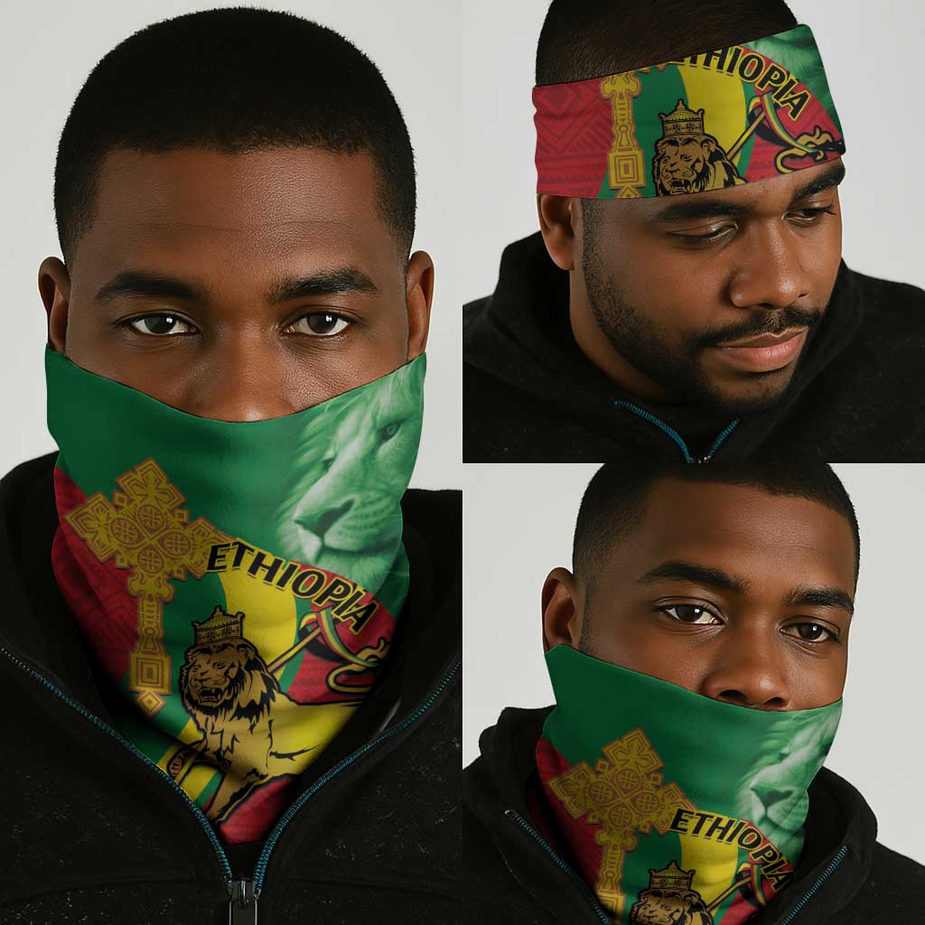 Ethiopia National Day Neck Gaiter Ethiopia Lion of Judah African Pattern LT14