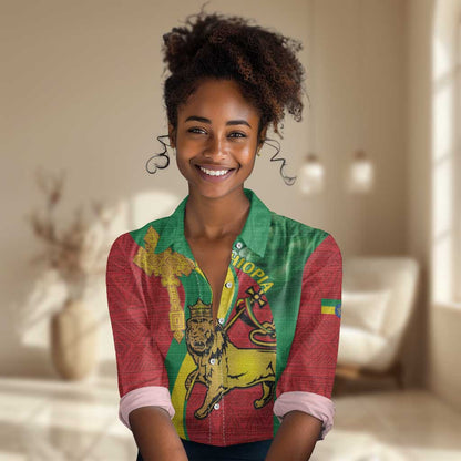 Ethiopia National Day Women Casual Shirt Ethiopia Lion of Judah African Pattern LT14