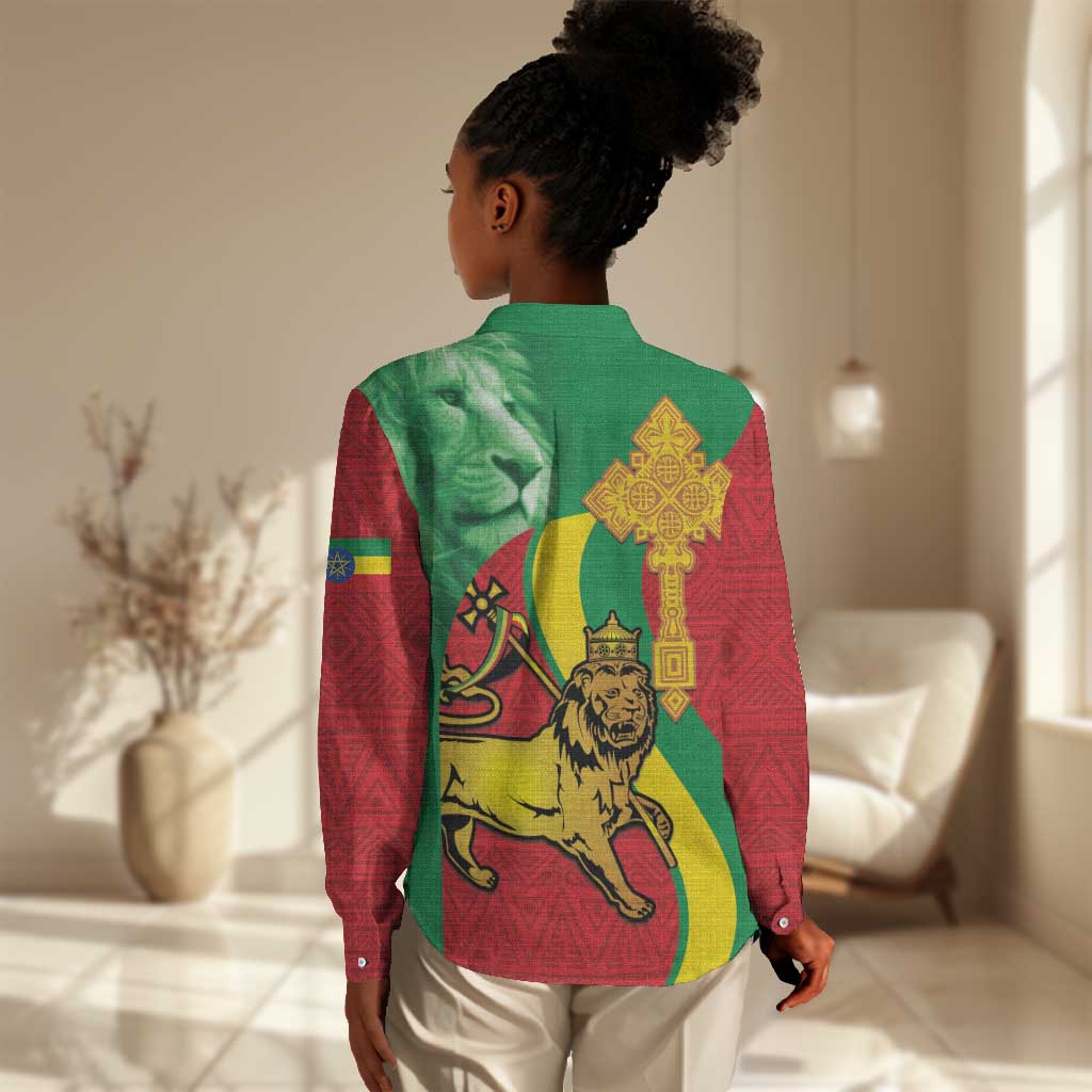 Ethiopia National Day Women Casual Shirt Ethiopia Lion of Judah African Pattern LT14