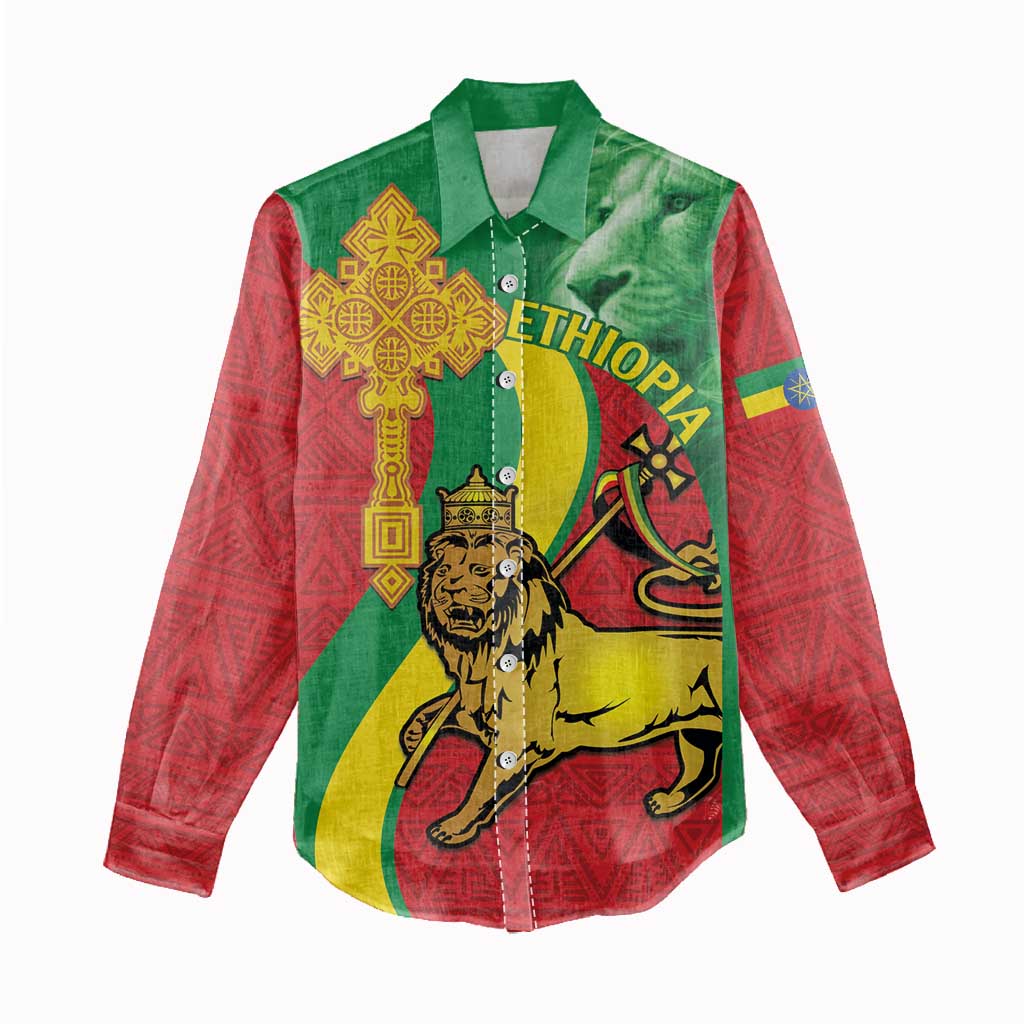 Ethiopia National Day Women Casual Shirt Ethiopia Lion of Judah African Pattern LT14