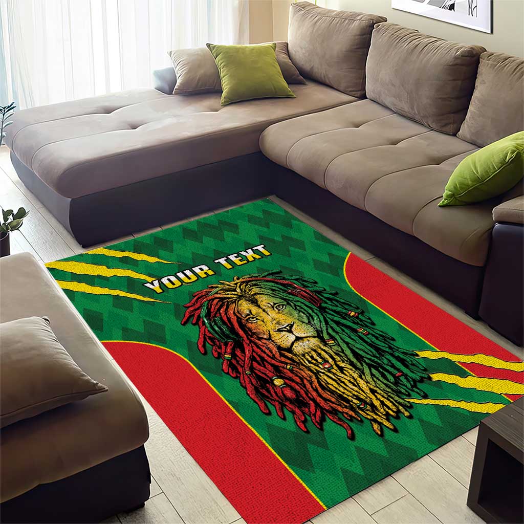 Personalised Ethiopia Area Rug Men's Dreadlock Rasta Lion Headphones