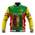 Personalised Ethiopia Baseball Jacket Men's Dreadlock Rasta Lion Headphones LT14