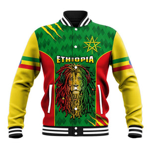Personalised Ethiopia Baseball Jacket Men's Dreadlock Rasta Lion Headphones LT14