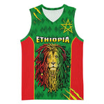 Personalised Ethiopia Basketball Jersey Men's Dreadlock Rasta Lion Headphones - African Pride