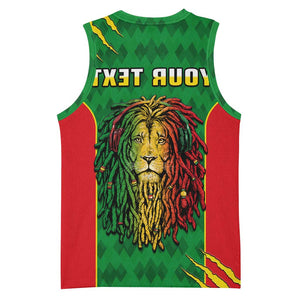 Personalised Ethiopia Basketball Jersey Men's Dreadlock Rasta Lion Headphones - African Pride