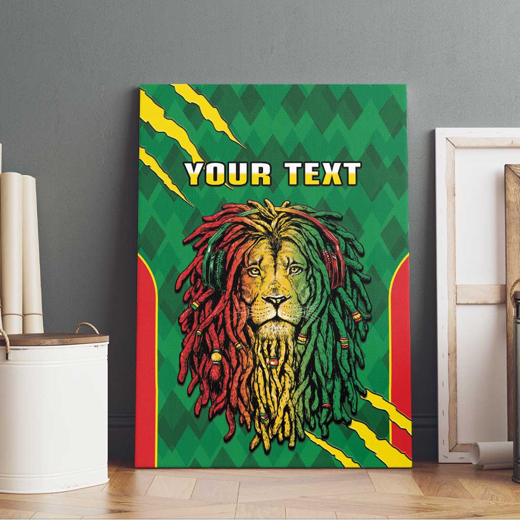 Personalised Ethiopia Canvas Wall Art Men's Dreadlock Rasta Lion Headphones