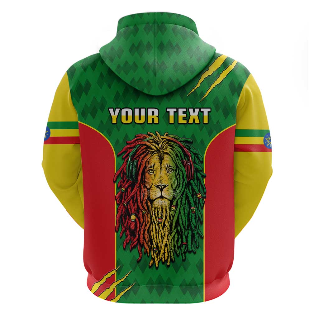 Personalised Ethiopia Hoodie Men's Dreadlock Rasta Lion Headphones