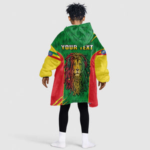 Personalised Ethiopia KId Wearable Blanket Hoodie Men's Dreadlock Rasta Lion Headphones