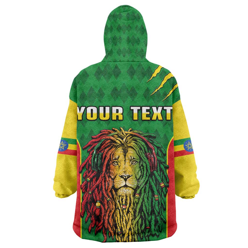 Personalised Ethiopia KId Wearable Blanket Hoodie Men's Dreadlock Rasta Lion Headphones