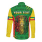 Personalised Ethiopia Long Sleeve Button Shirt Men's Dreadlock Rasta Lion Headphones