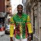 Personalised Ethiopia Long Sleeve Button Shirt Men's Dreadlock Rasta Lion Headphones