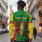 Personalised Ethiopia Long Sleeve Button Shirt Men's Dreadlock Rasta Lion Headphones