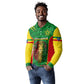 Personalised Ethiopia Long Sleeve Polo Shirt Men's Dreadlock Rasta Lion Headphones