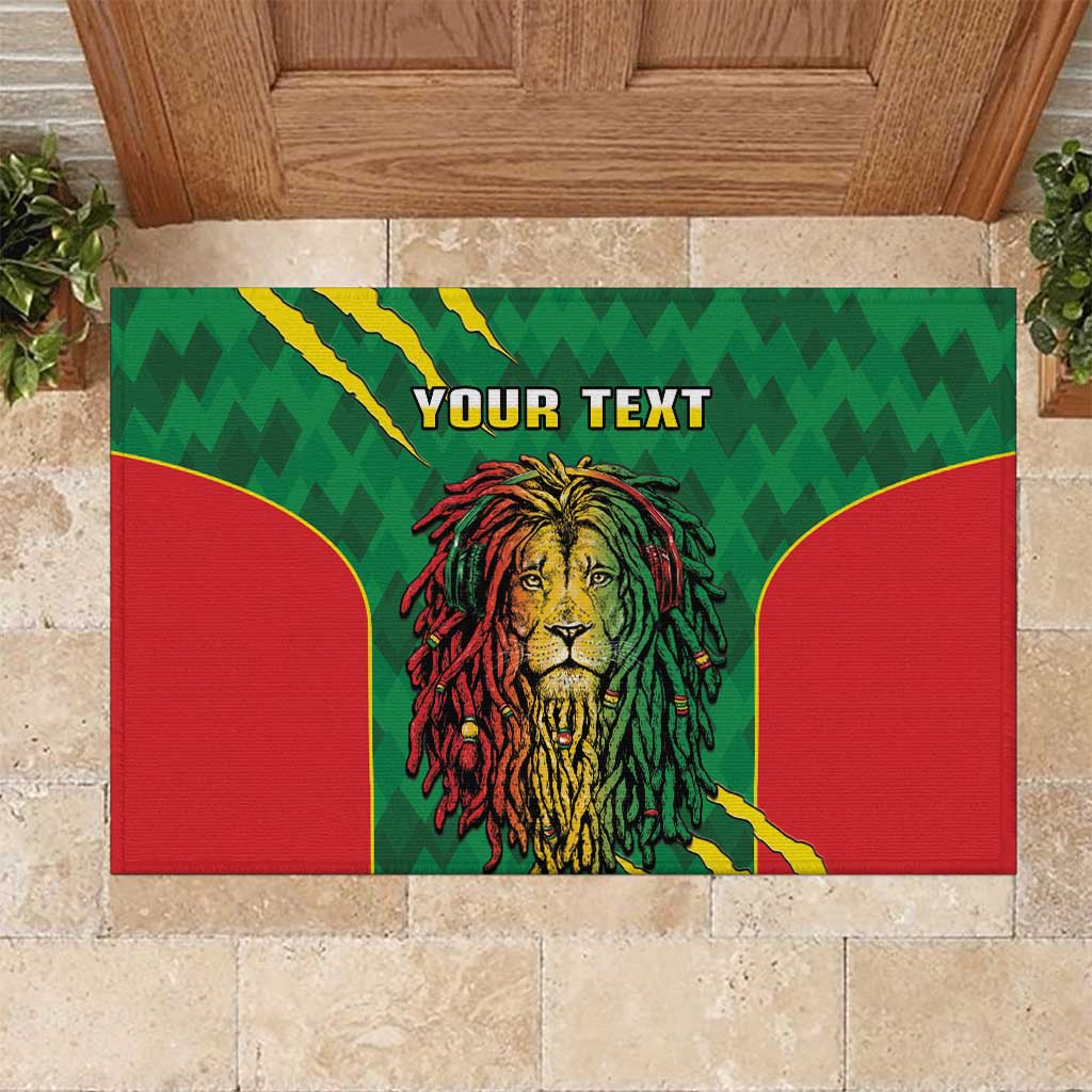 Personalised Ethiopia Rubber Doormat Men's Dreadlock Rasta Lion Headphones