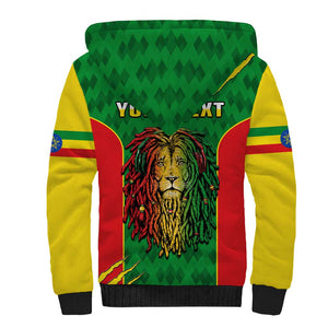 Personalised Ethiopia Sherpa Hoodie Men's Dreadlock Rasta Lion Headphones