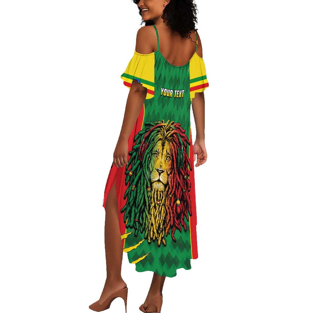 Personalised Ethiopia Summer Maxi Dress Men's Dreadlock Rasta Lion Headphones