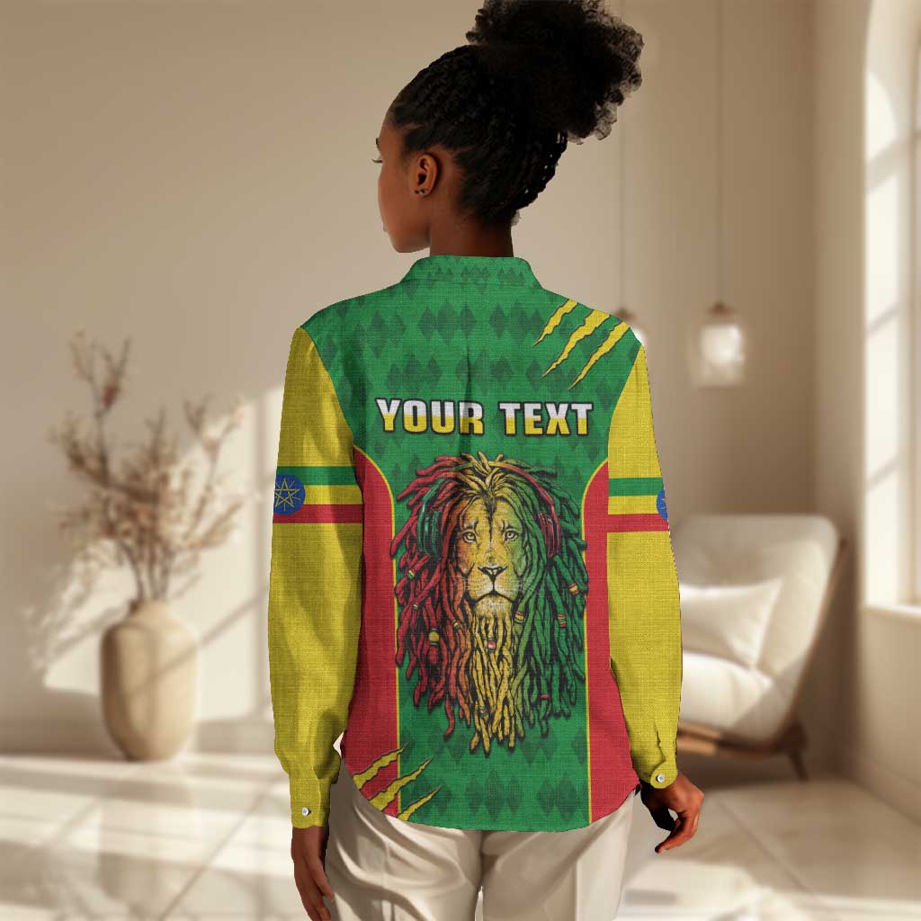 Personalised Ethiopia Women Casual Shirt Men's Dreadlock Rasta Lion Headphones LT14
