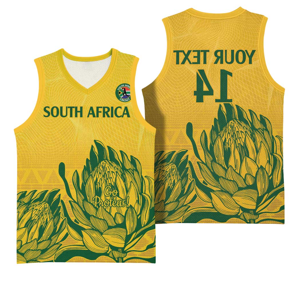 Custom South Africa Cricket Basketball Jersey 2024 African Pattern Go Proteas - African Pride