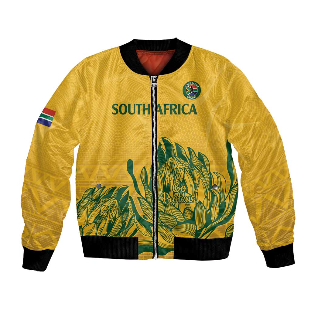 Custom South Africa Cricket Bomber Jacket 2024 African Pattern Go Proteas