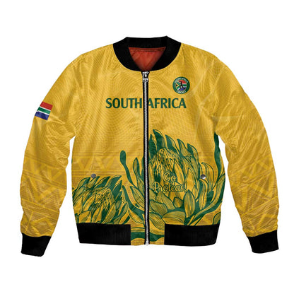 Custom South Africa Cricket Bomber Jacket 2024 African Pattern Go Proteas