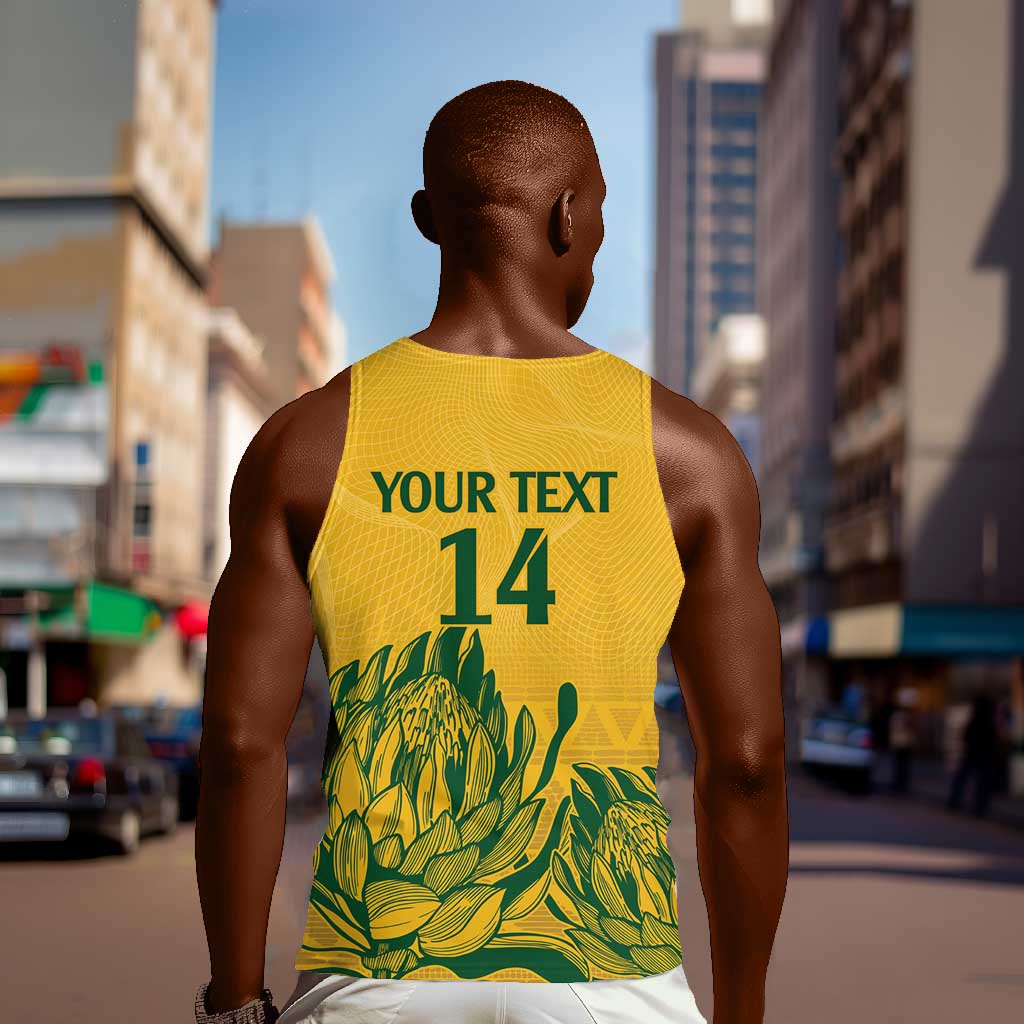 Custom South Africa Cricket Men Tank Top 2024 African Pattern Go Proteas