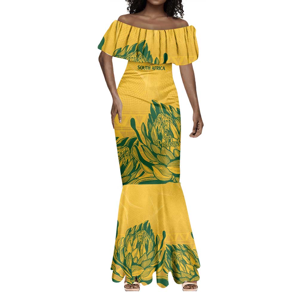 Custom South Africa Cricket Mermaid Dress 2024 African Pattern Go Proteas