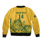 Custom South Africa Cricket Sleeve Zip Bomber Jacket 2024 African Pattern Go Proteas