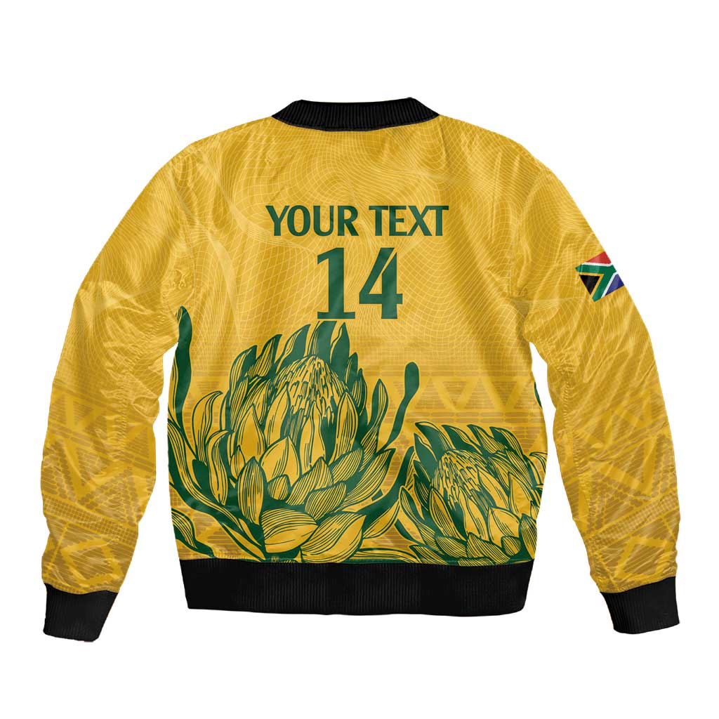 Custom South Africa Cricket Sleeve Zip Bomber Jacket 2024 African Pattern Go Proteas