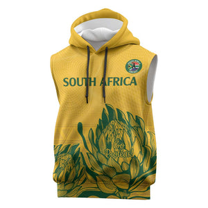 Custom South Africa Cricket Sleeveless Hoodie 2024 African Pattern Go Proteas - African Pride