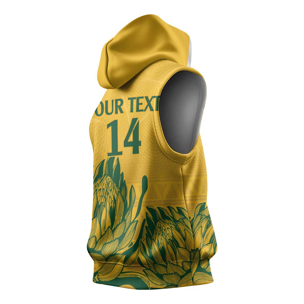 Custom South Africa Cricket Sleeveless Hoodie 2024 African Pattern Go Proteas - African Pride
