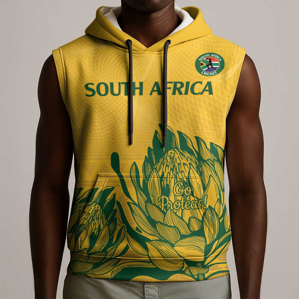 Custom South Africa Cricket Sleeveless Hoodie 2024 African Pattern Go Proteas - African Pride