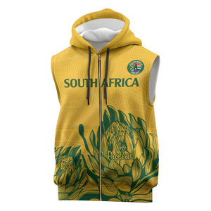 Custom South Africa Cricket Sleeveless Zip Hoodie 2024 African Pattern Go Proteas - African Pride