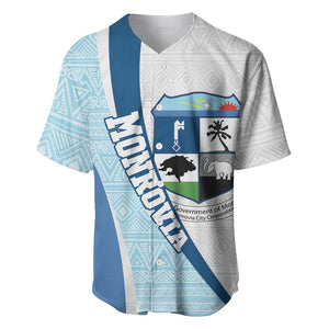 Afro Liberia Monrovia Capital Baseball Jersey African Pattern Curves Style