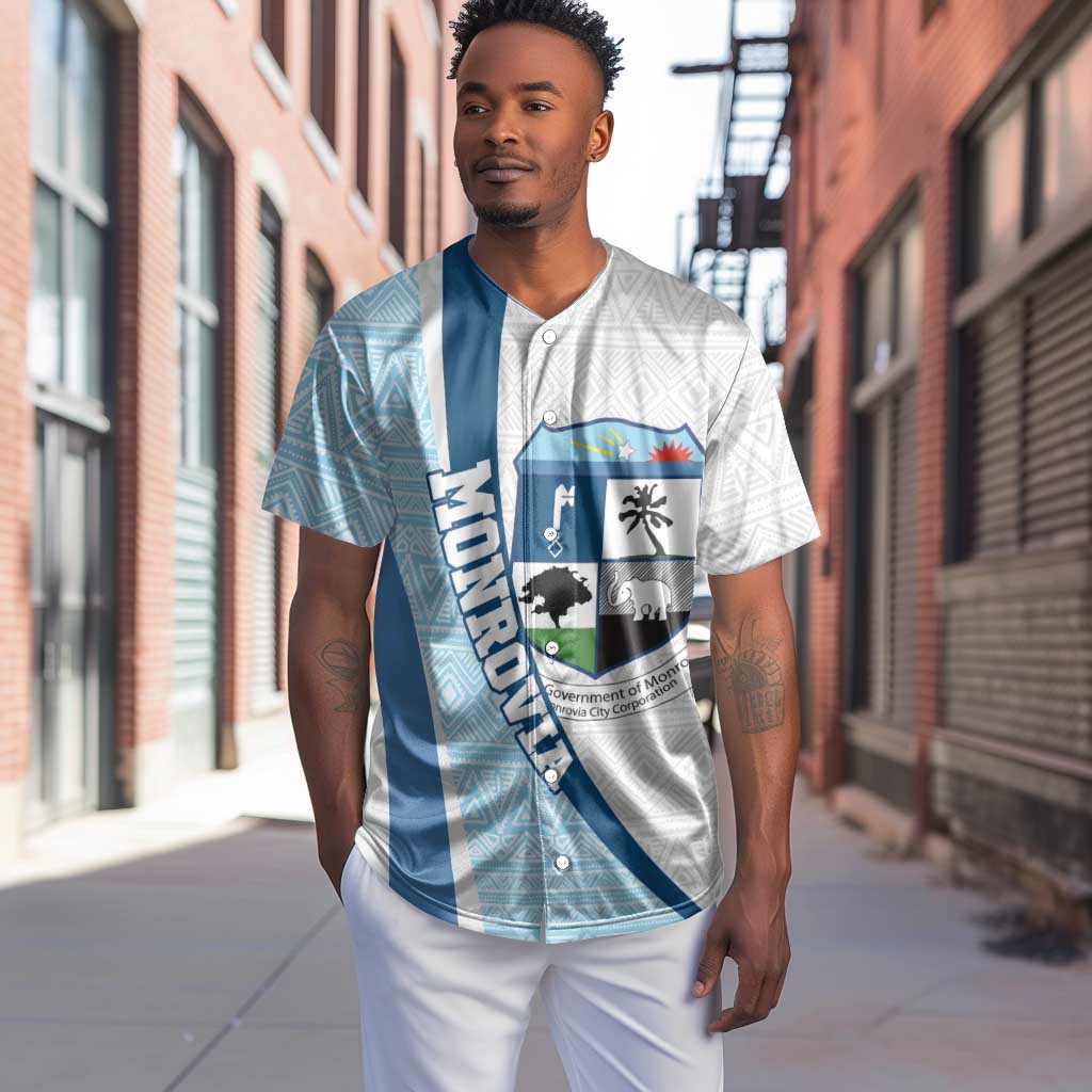 Afro Liberia Monrovia Capital Baseball Jersey African Pattern Curves Style