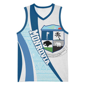 Afro Liberia Monrovia Capital Basketball Jersey African Pattern Curves Style - African Pride