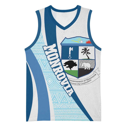 Afro Liberia Monrovia Capital Basketball Jersey African Pattern Curves Style - African Pride