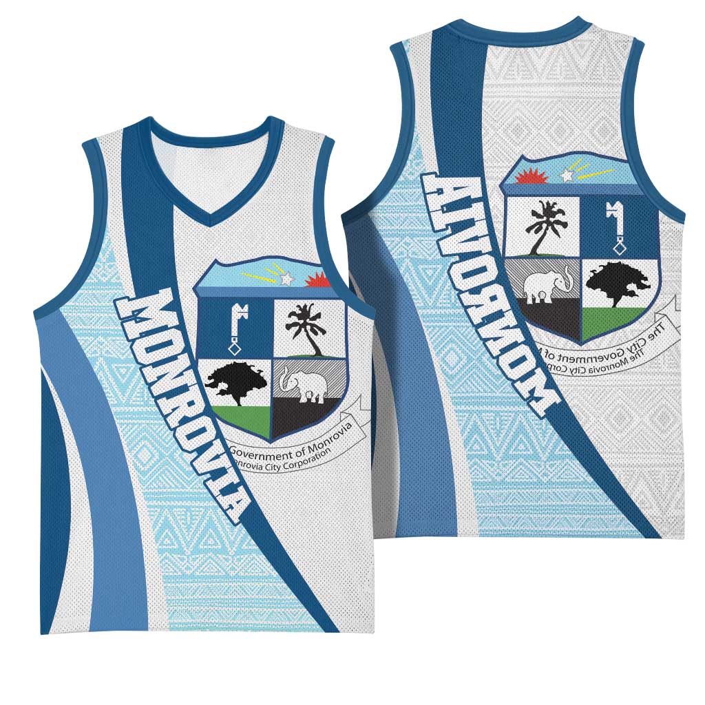 Afro Liberia Monrovia Capital Basketball Jersey African Pattern Curves Style - African Pride