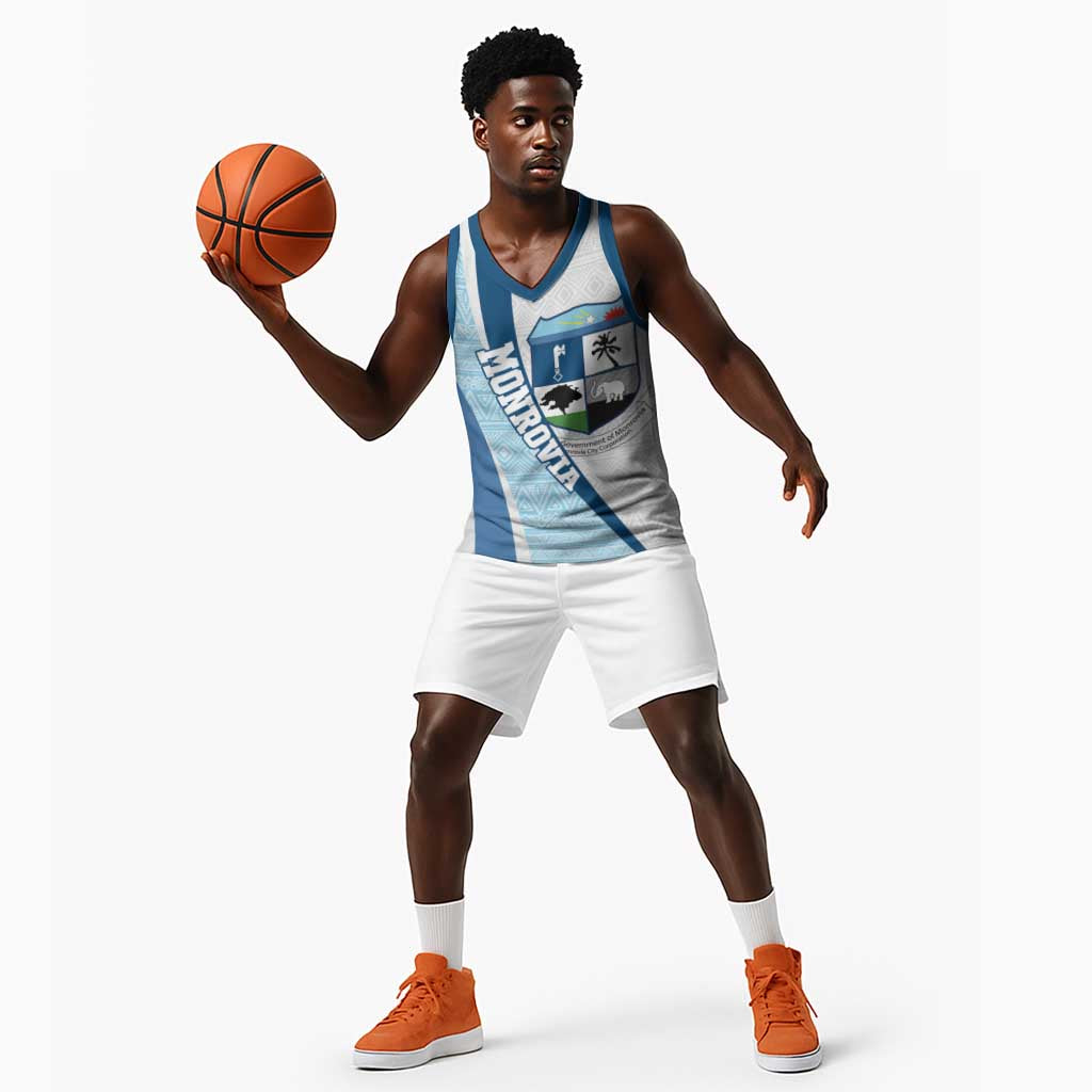 Afro Liberia Monrovia Capital Basketball Jersey African Pattern Curves Style - African Pride