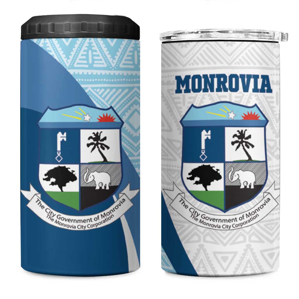 Afro Liberia Monrovia Capital 4 in 1 Can Cooler Tumbler African Pattern Curves Style
