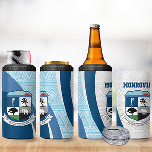 Afro Liberia Monrovia Capital 4 in 1 Can Cooler Tumbler African Pattern Curves Style