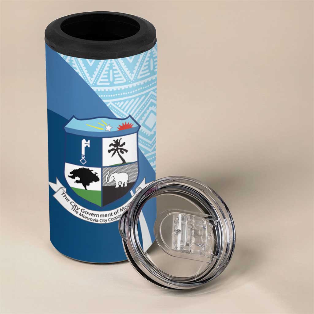 Afro Liberia Monrovia Capital 4 in 1 Can Cooler Tumbler African Pattern Curves Style