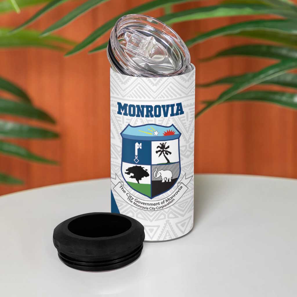 Afro Liberia Monrovia Capital 4 in 1 Can Cooler Tumbler African Pattern Curves Style