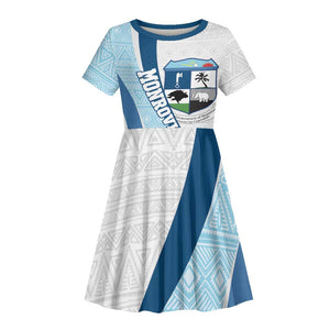 Afro Liberia Monrovia Capital Kid Short Sleeve Dress African Pattern Curves Style